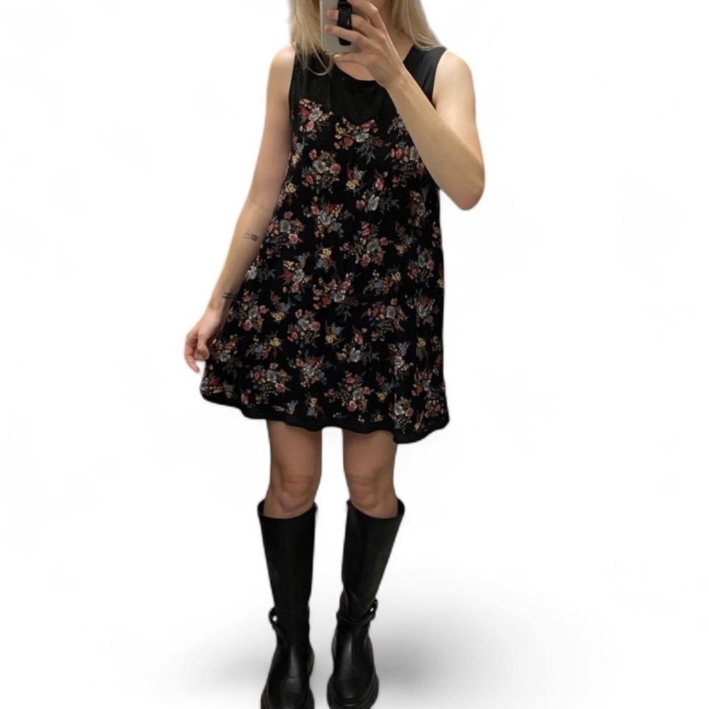 Urban Renewal Vintage Black Floral Babydoll Dress
